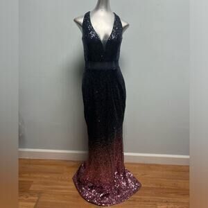 Basix Black Label Fade Sequined Ombre Dress New Black/Purple/Pink Size 6